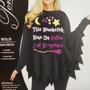 Fun World Women's Witch Coffee & Margaritas Poncho Costume